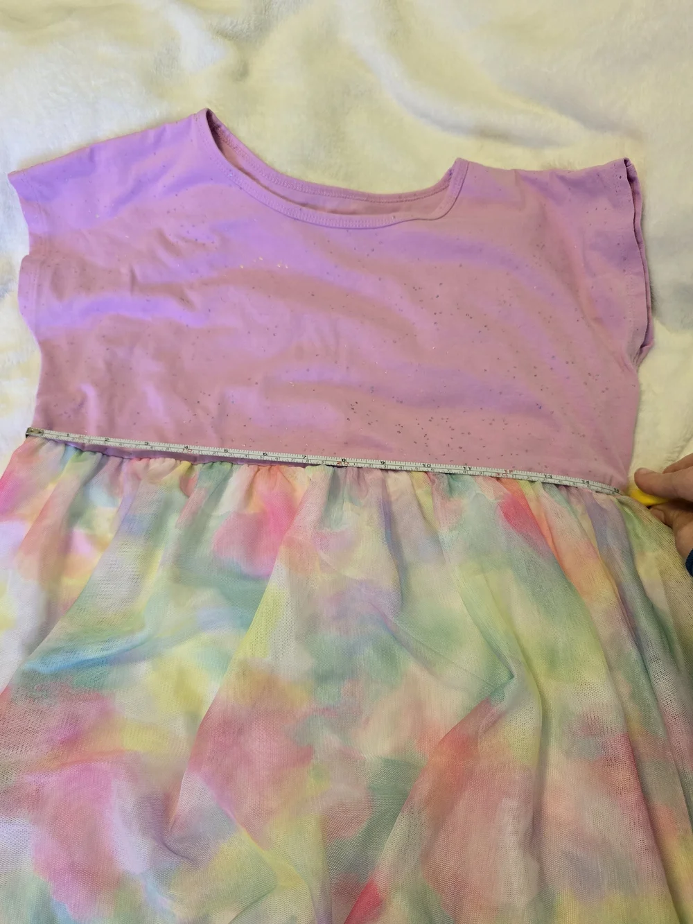 Wonder Nation Pastel Tie Dye Glitter Mesh Dress Girls Large 10-12